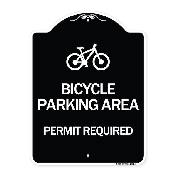 Signmission Bicycle Parking Area Permit Required W/ Graphic Heavy-Gauge Aluminum Sign, 24" x 18", BW-1824-24324 A-DES-BW-1824-24324 - main